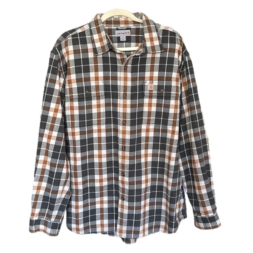 CARHARTT Hubbard Original Fit Plaid Flannel Shirt Heavy Work Wear Casual Size XL